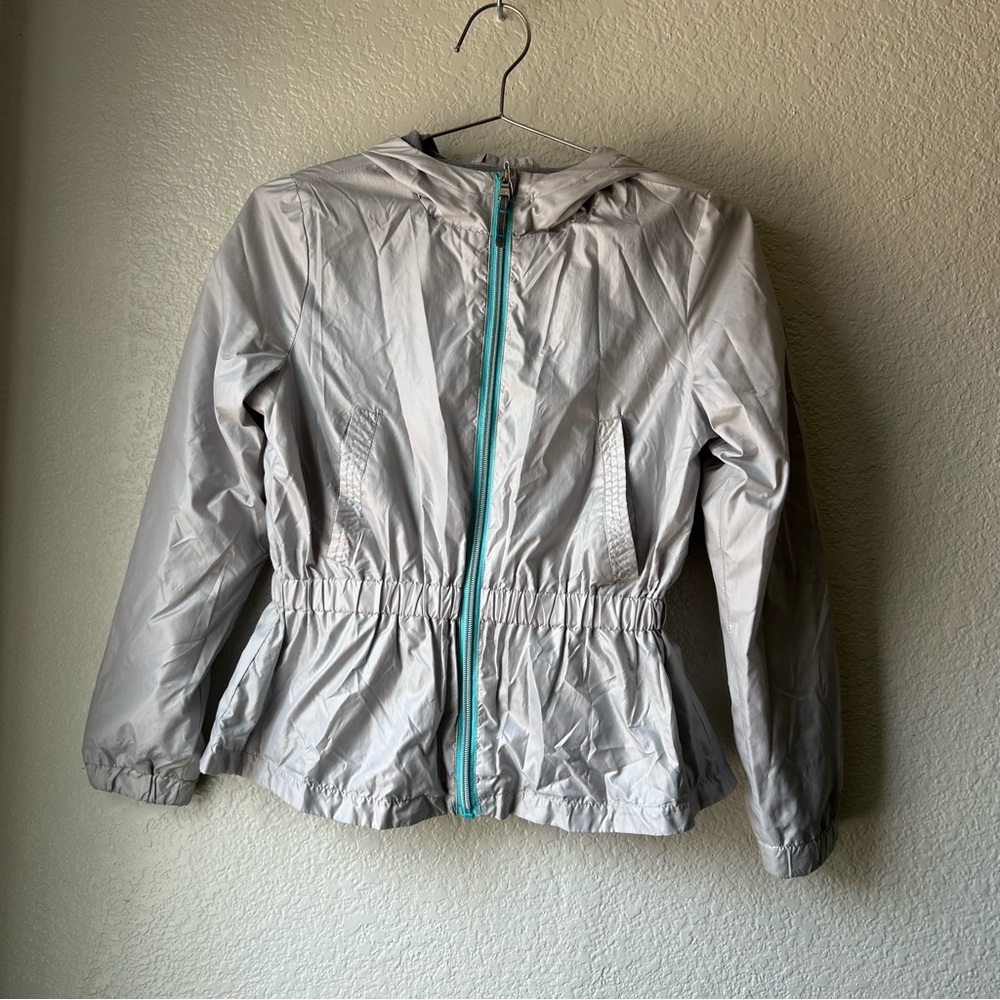 Michael Kors Kids Silver Jacket with Teal Zipper